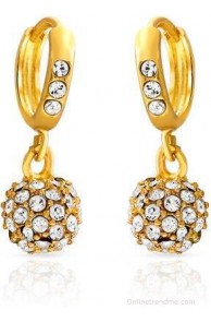 Mahi Royal Gold Sparklers Alloy Drop Earring